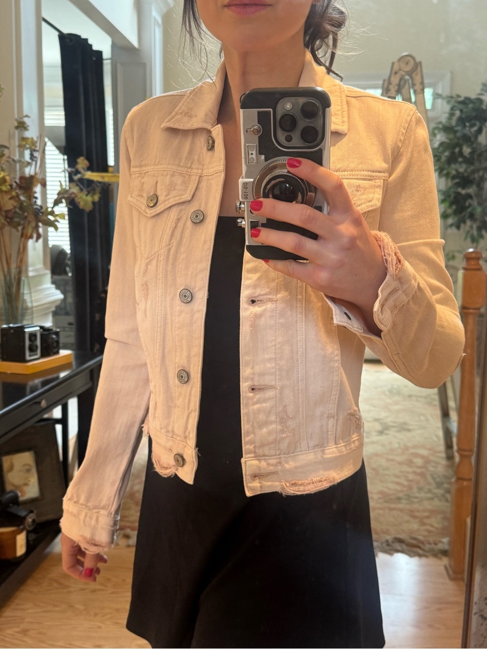 Womens Abercrombie & Fitch light pink Denim Jacket - Casual Button-Up Coat XXS